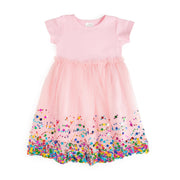 Pink Confetti Short Sleeve Tutu Dress