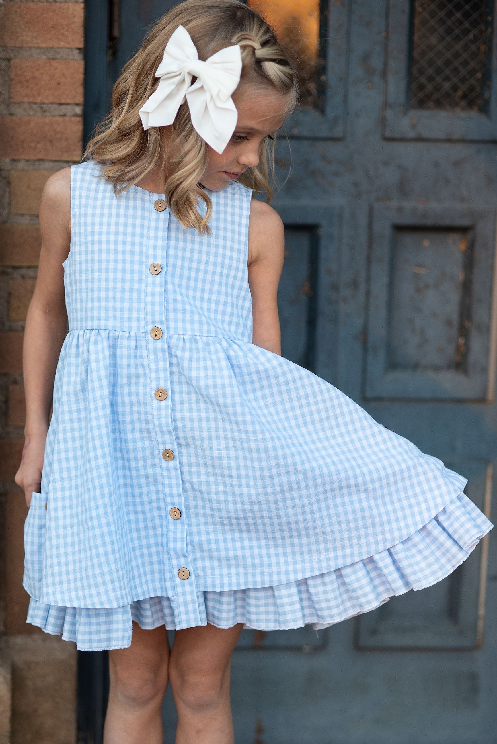 Blue Check Gingham Dress