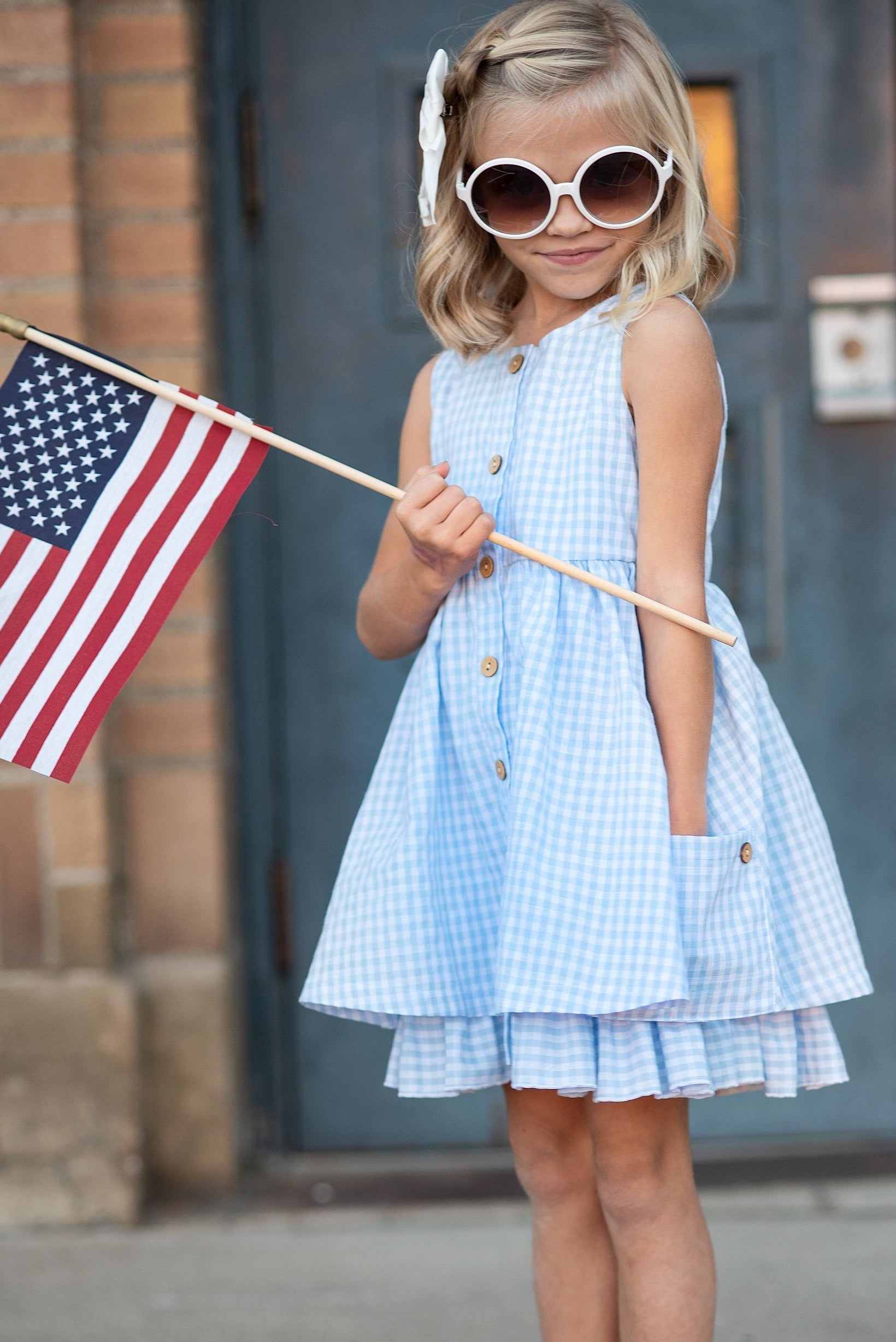 Blue Check Gingham Dress
