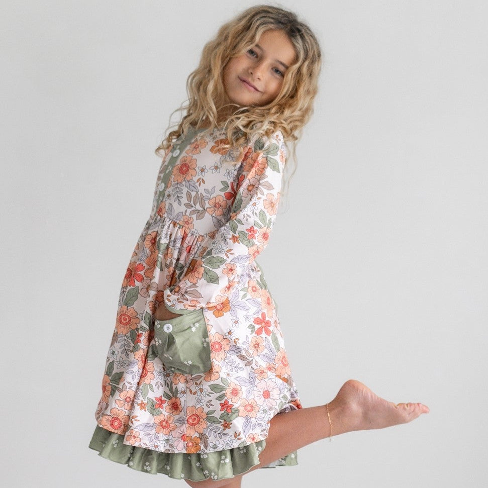 Sage Floral Dress