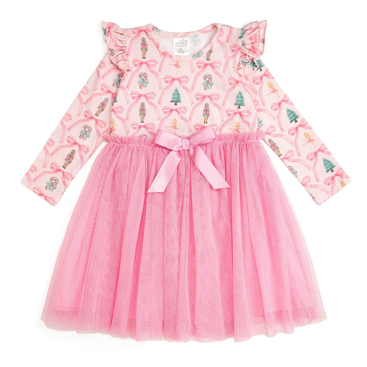 Nutcracker Trellis Christmas Long Sleeve Tutu Dress