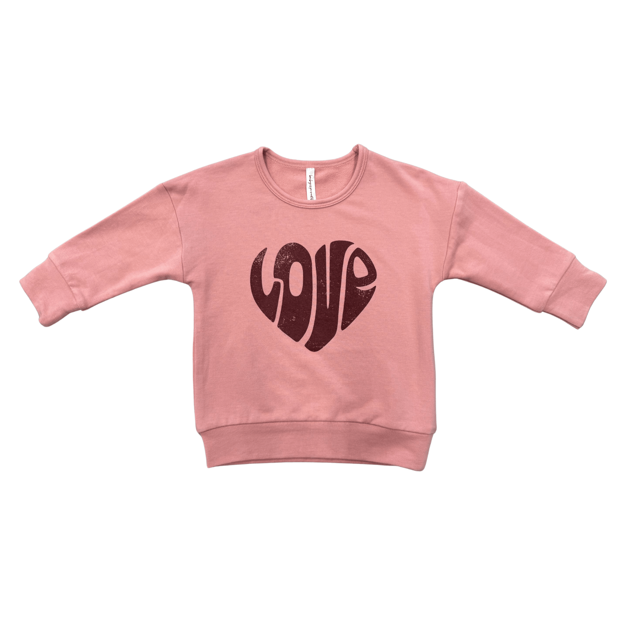 Girls Drop-shoulder Pullover In Love In Rose Brown