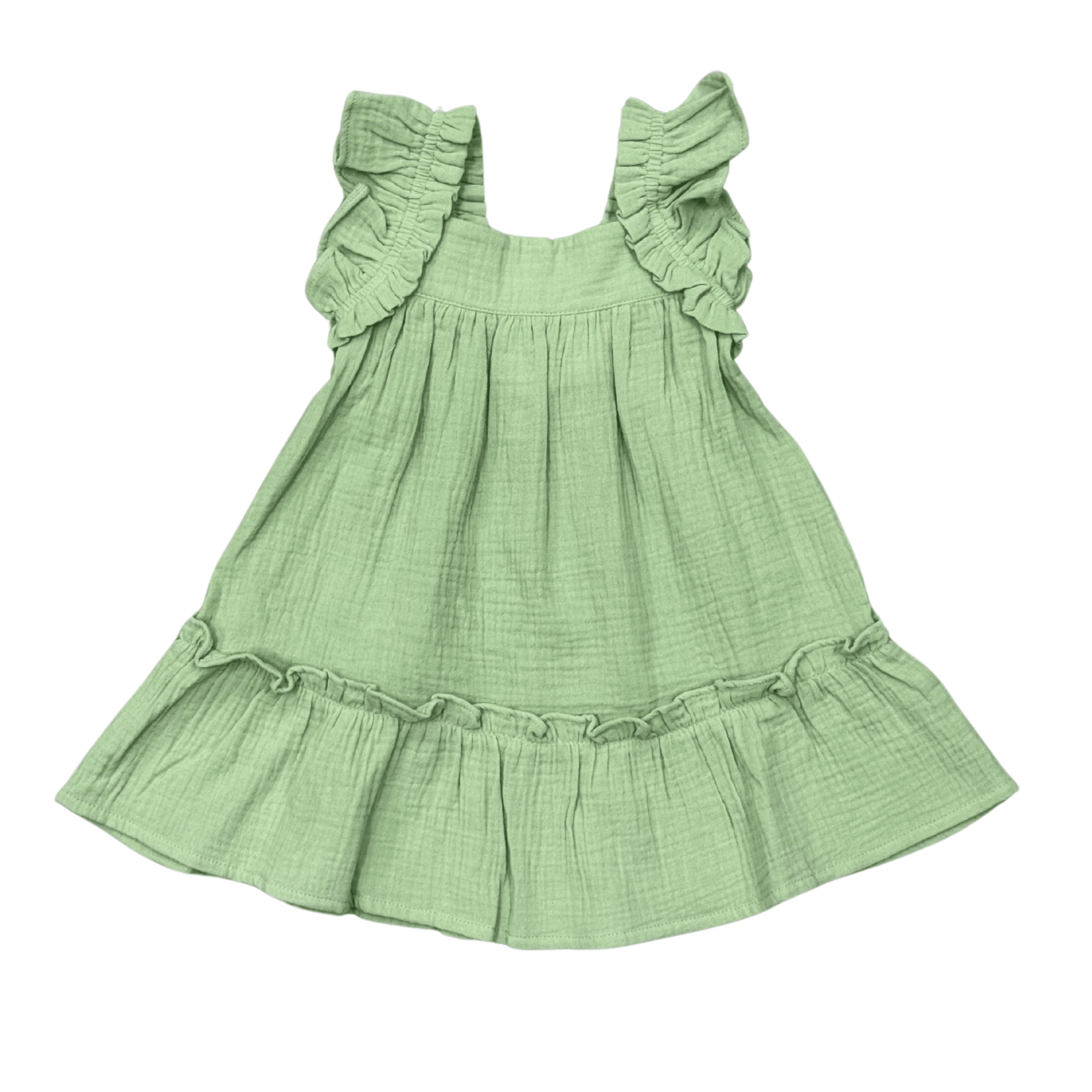 Girls Drop-waist Peplum Dress In Summer Green