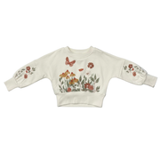 Girls Drop Shoulder Blouson Sweatshirt In Floral Garden
