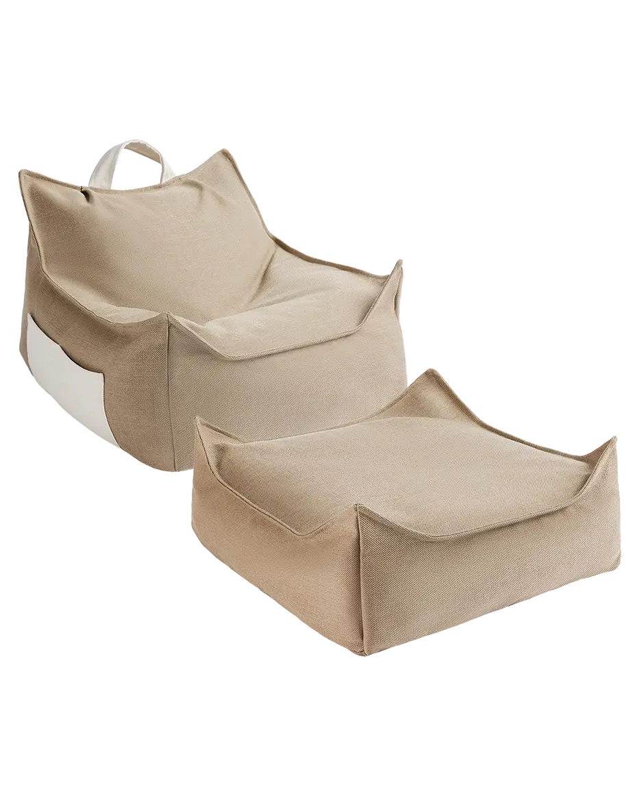 Dune Outdoor Beanbag Chair & Ottoman Set