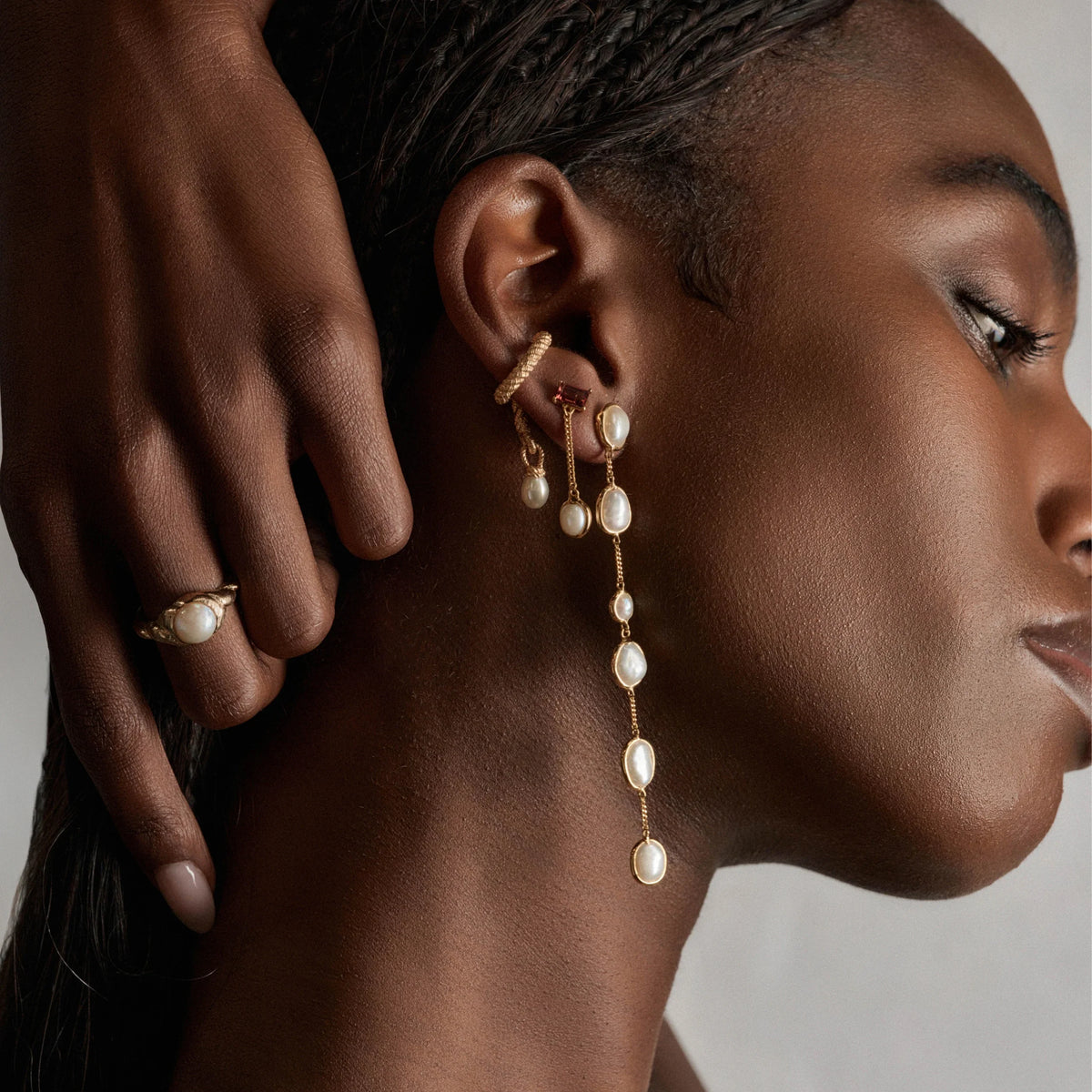 Molten Pearl Linear Earrings