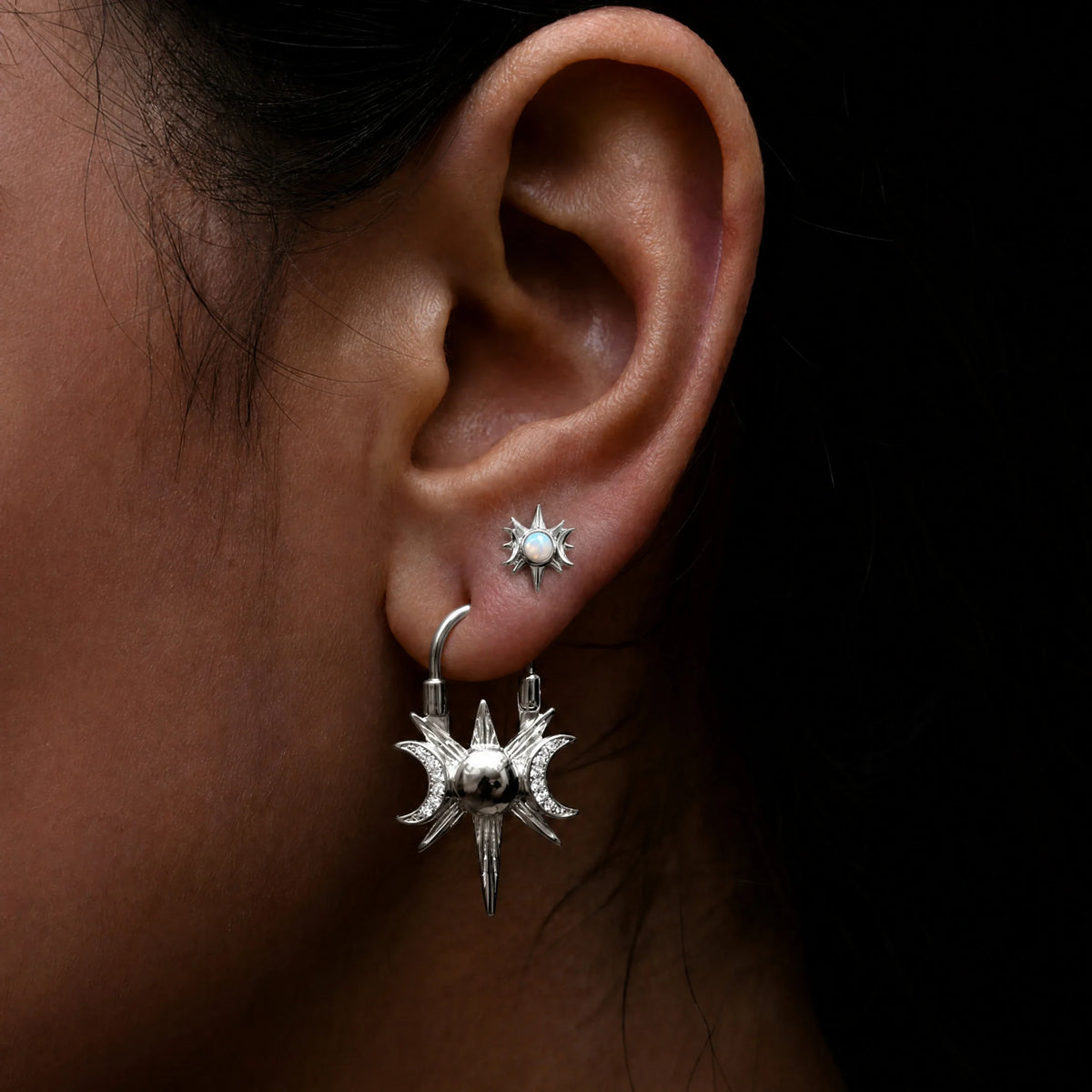Opal Triple Moon Studs