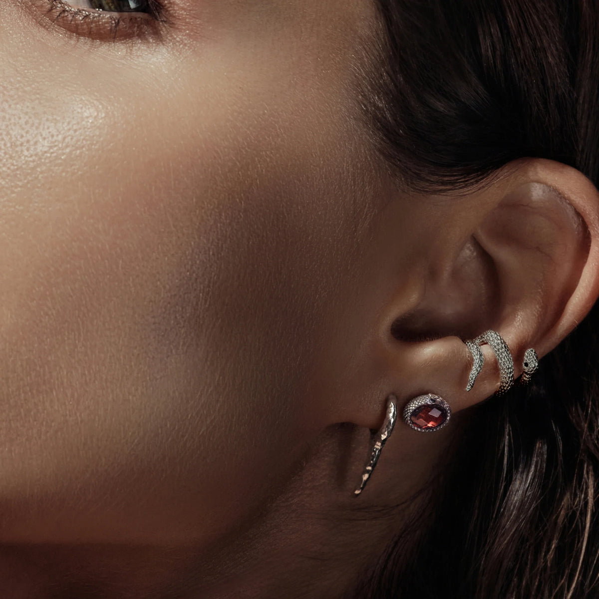 Ouroboros Gemstone Studs