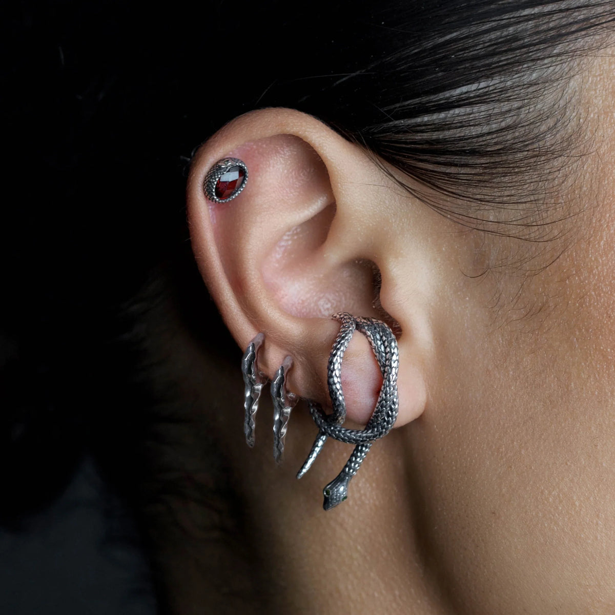Ouroboros Gemstone Studs