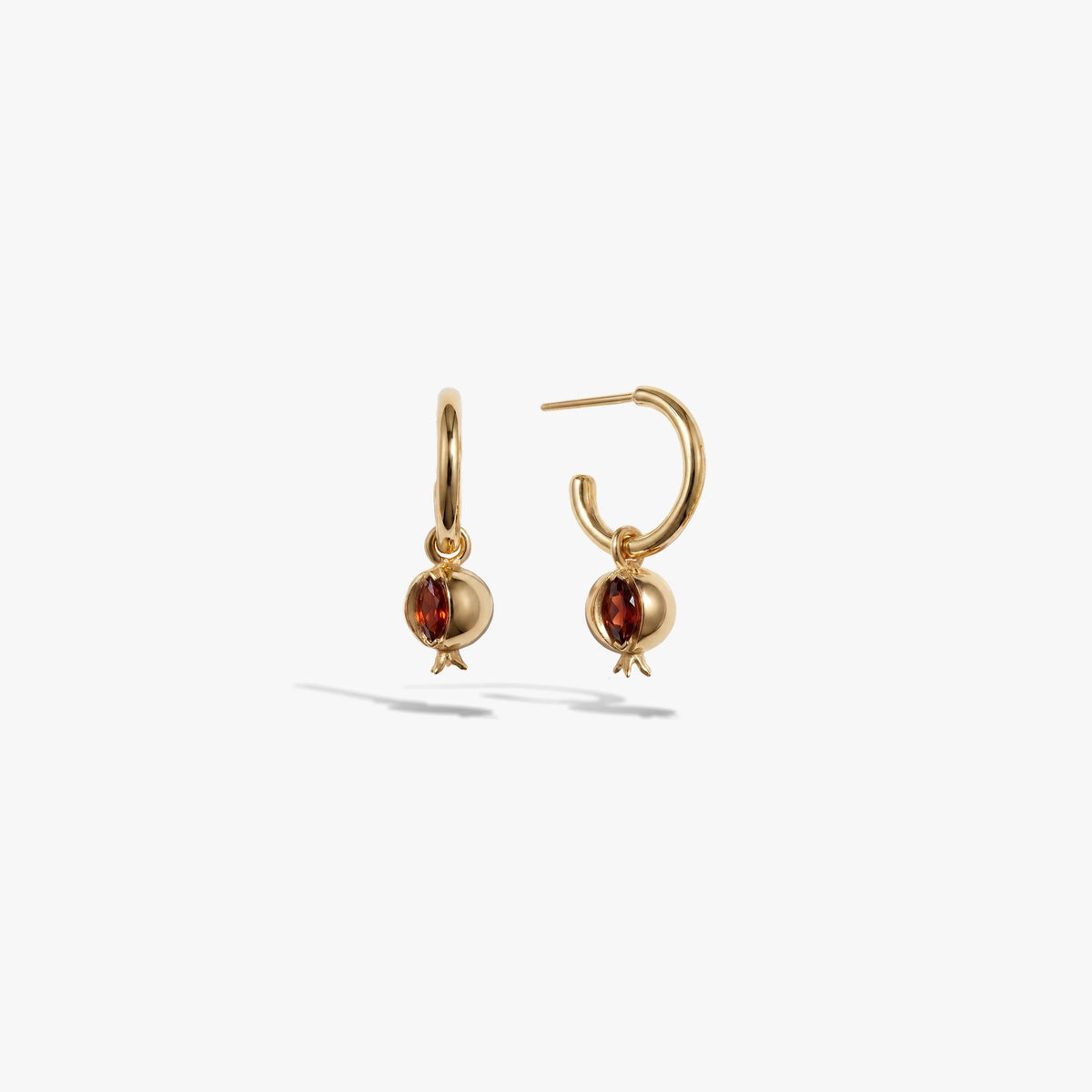 Pomegranate Charm Hoops