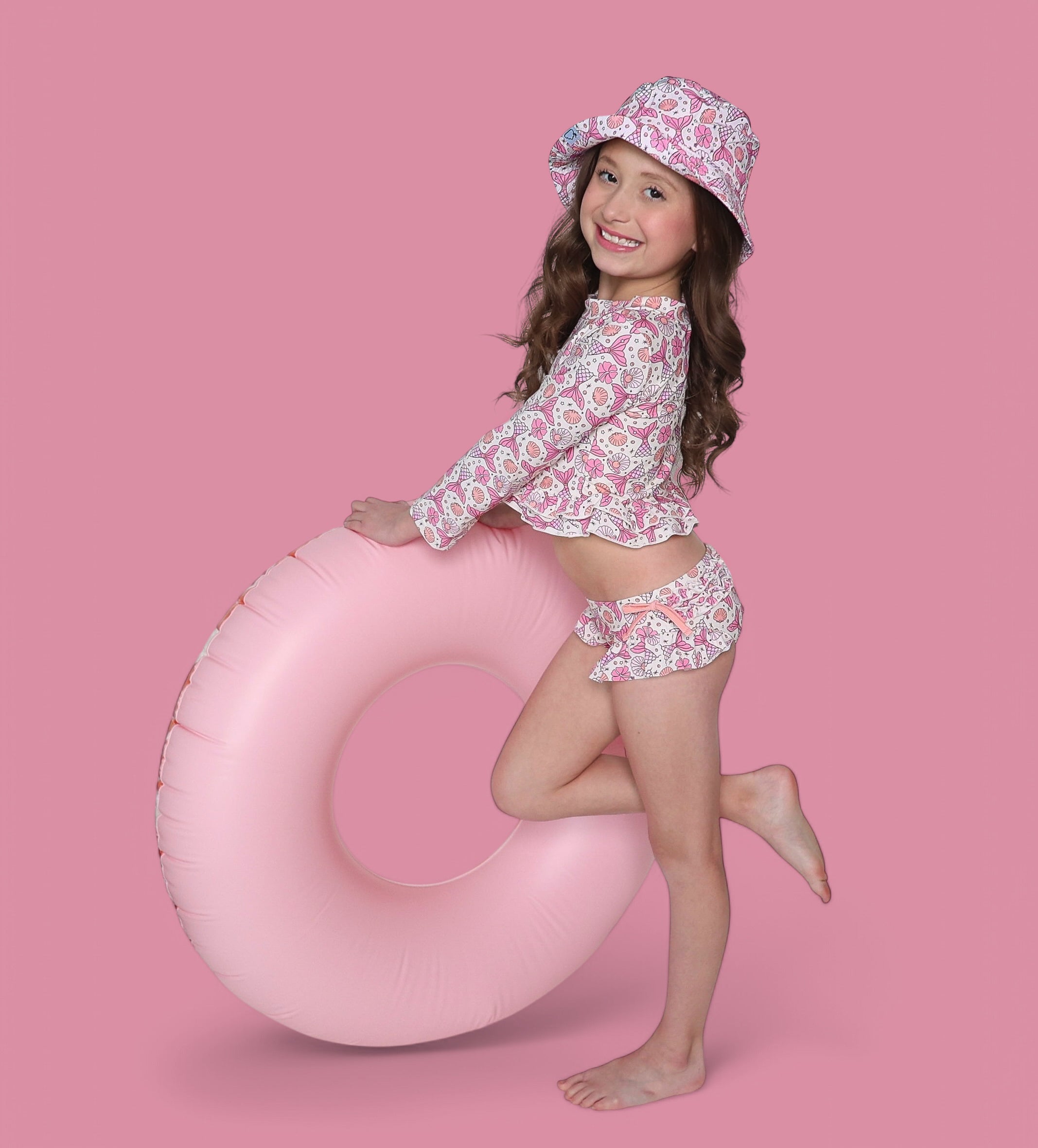 Magical Mermaid Dream Two-piece Rash Guard Ruffle Swim Suit