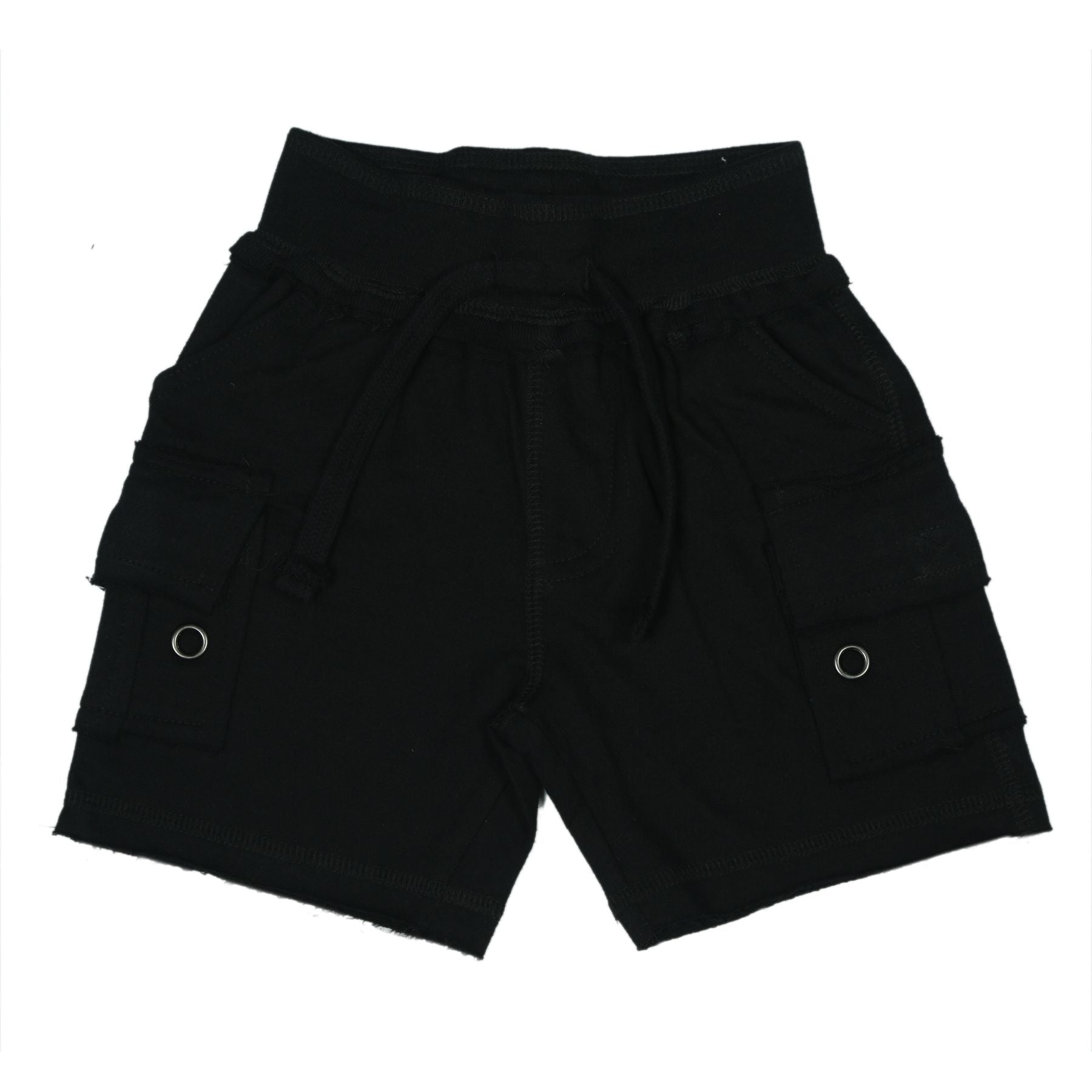 Kids Solid Cargo Shorts - Black