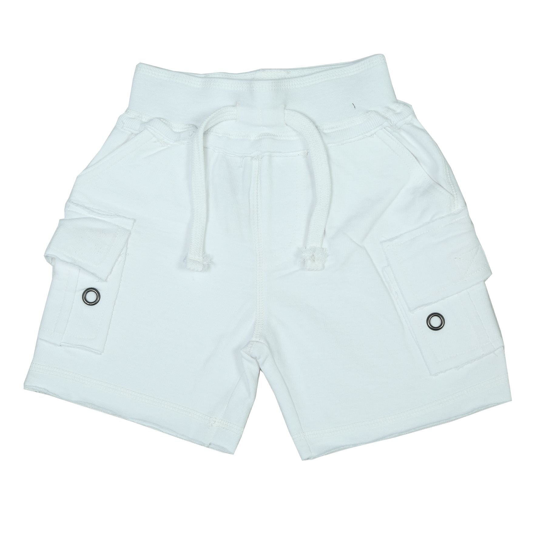 Kids Solid Cargo Shorts - White