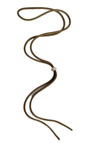 Thin Khaki Cord Lanyard With Rose Quartz Bead Toggle