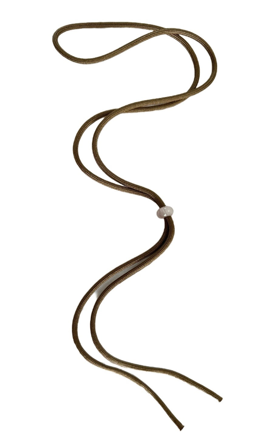 Thin Khaki Cord Lanyard With Rose Quartz Bead Toggle