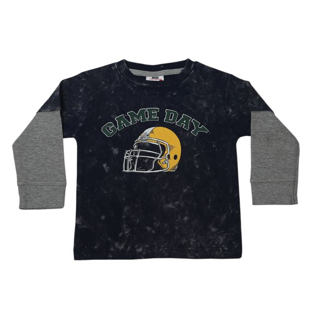 Kids Long Sleeve Thermal 2fer Shirt - Football Helmet Game Day