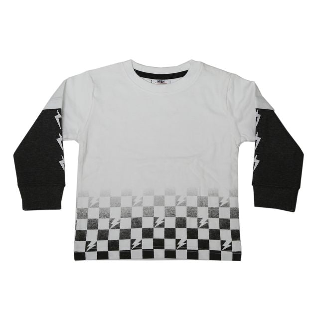 Kids Long Sleeve Thermal 2fer Shirt - Checkered Bolts