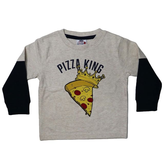 Kids Long Sleeve Thermal 2fer Tee - Pizza King - Navy