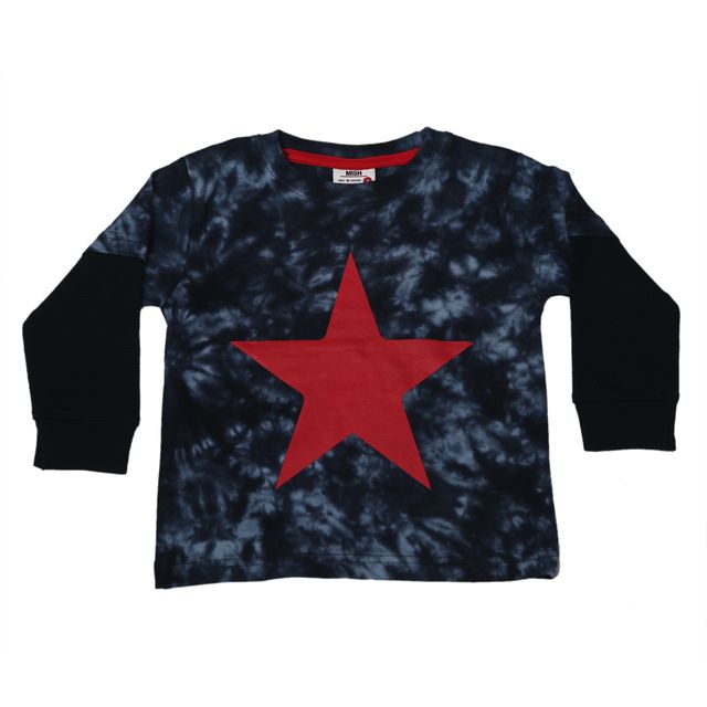 Kids Long Sleeve Thermal 2fer - Star Tie Dye - Navy