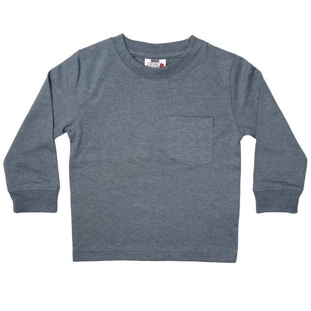 Kids Long Sleeve Pocket Tee - Coal