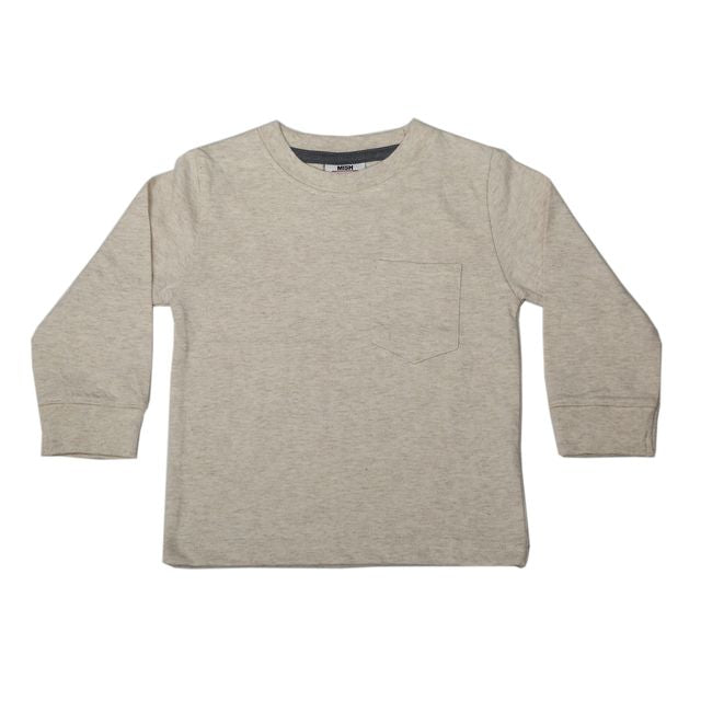 Kids Long Sleeve Pocket Tee - Oatmeal