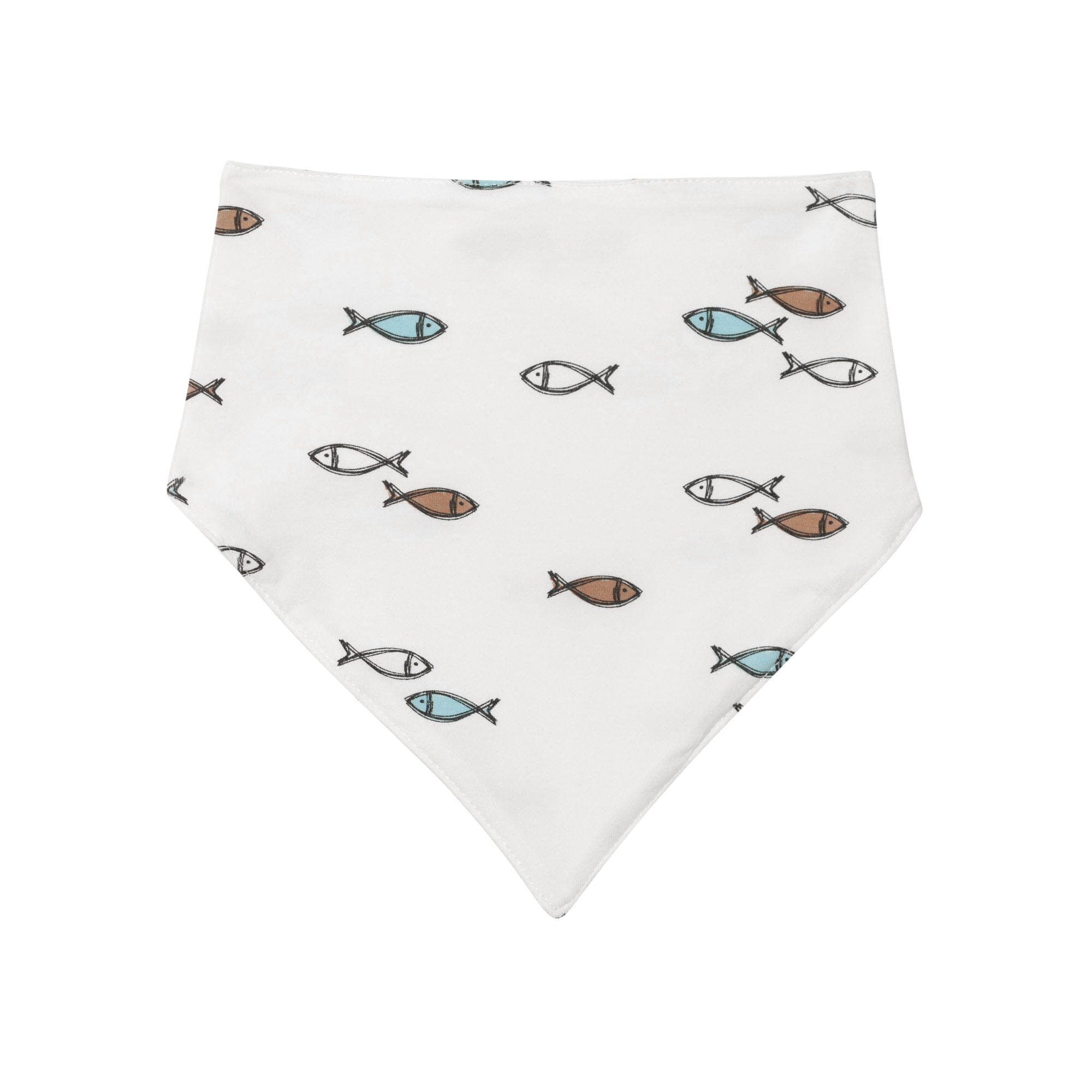 Organic Cotton Hat & Bib Set White Fish Print