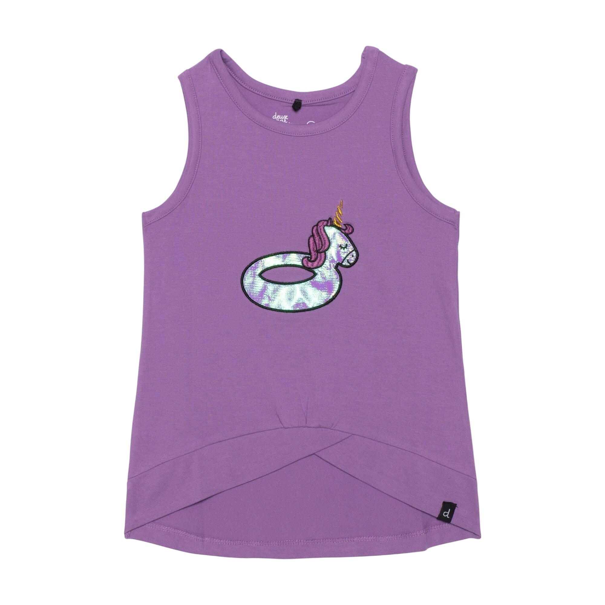 Long Tank Top With Iridescent Applique Purple
