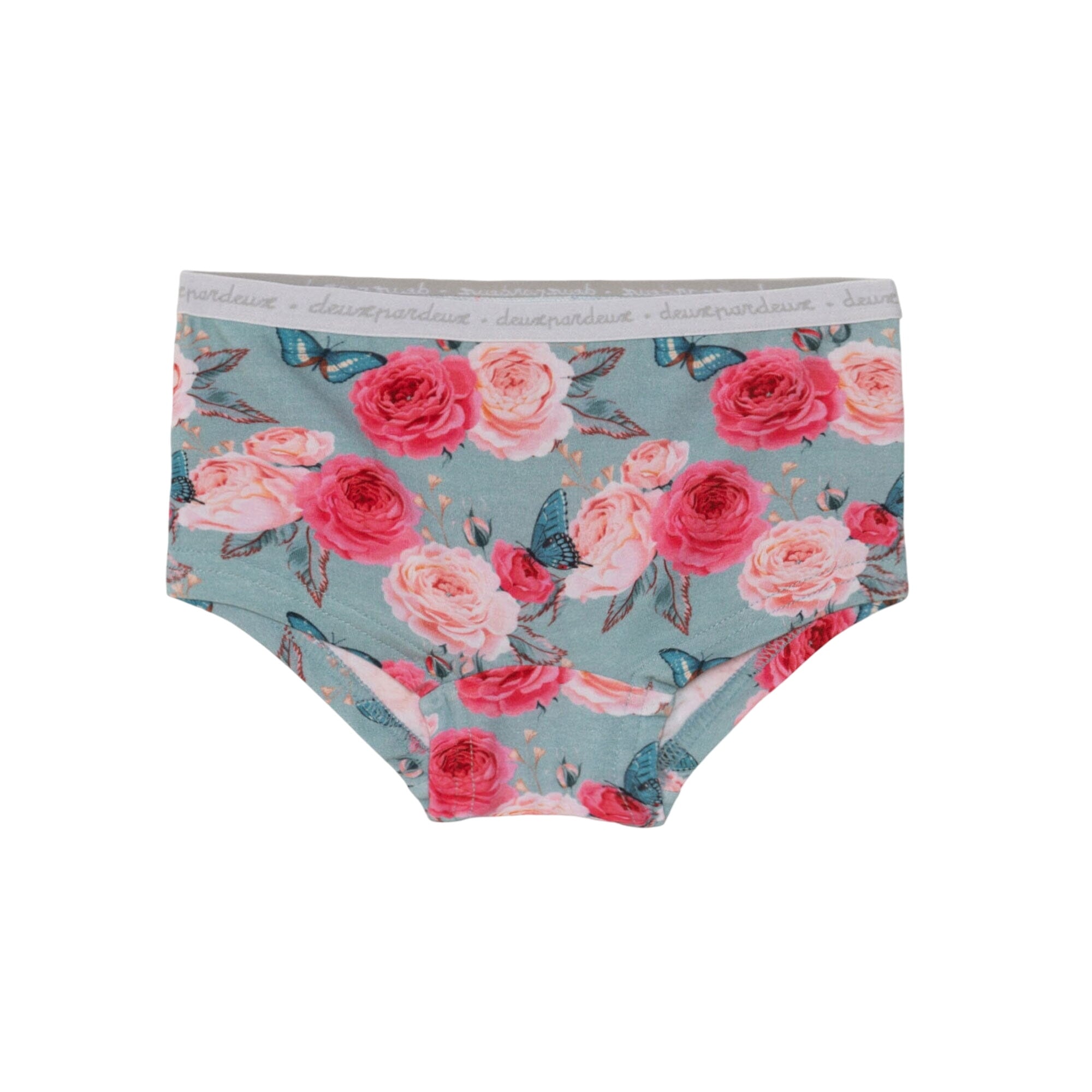 Printed Boyshort Pantie Blue Roses & Butterflies