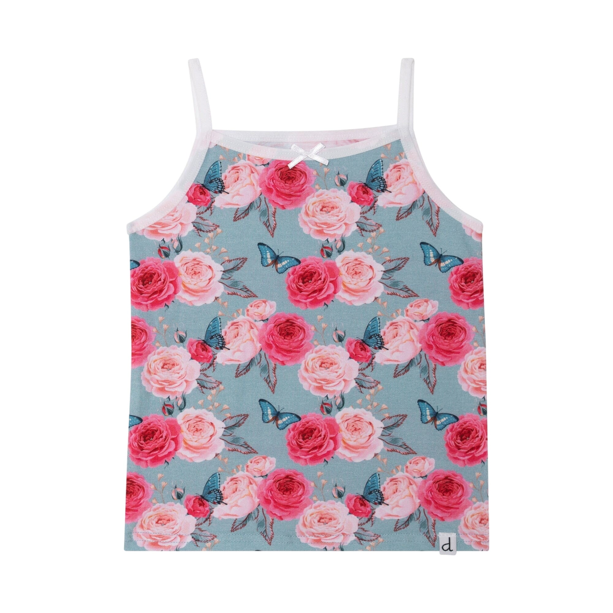 Printed Tank Top Blue Roses & Butterflies