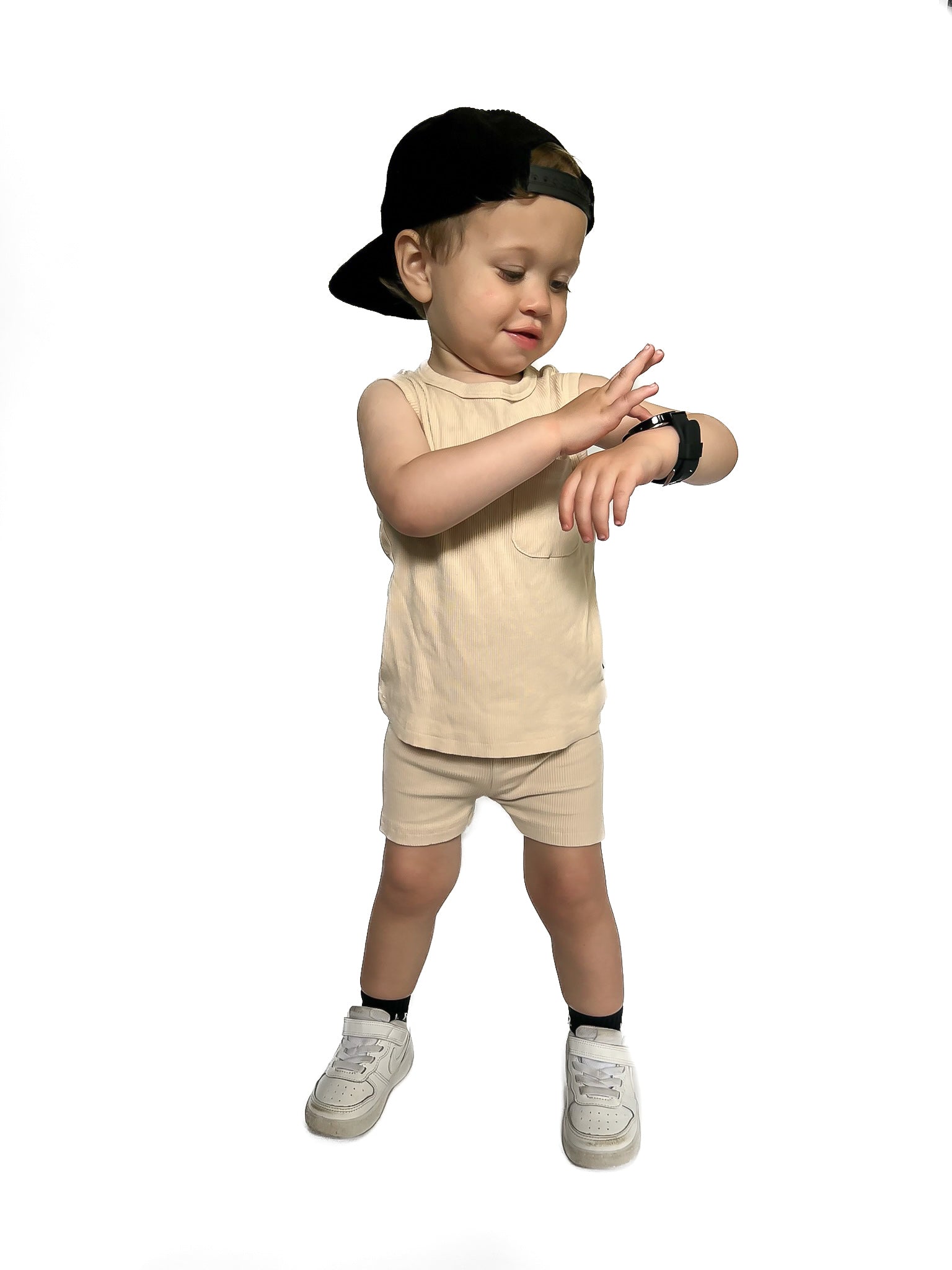 Bamboo Ribbed Pocket Tank - Sand