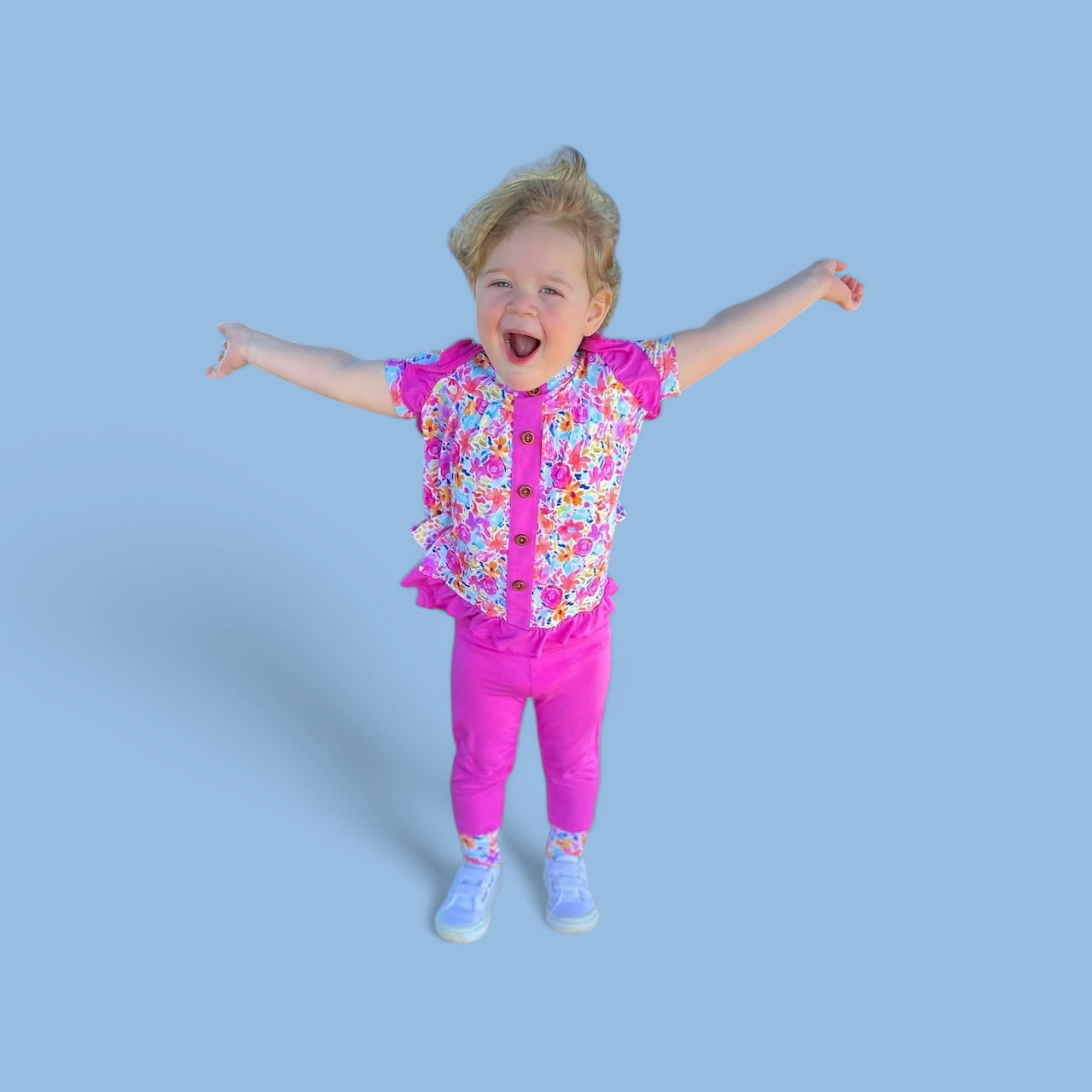 Korrie Floral Bamboo Short Sleeve Peplum + Legging Set