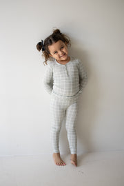 Bamboo Two Piece Pajamas | Foggy Grid