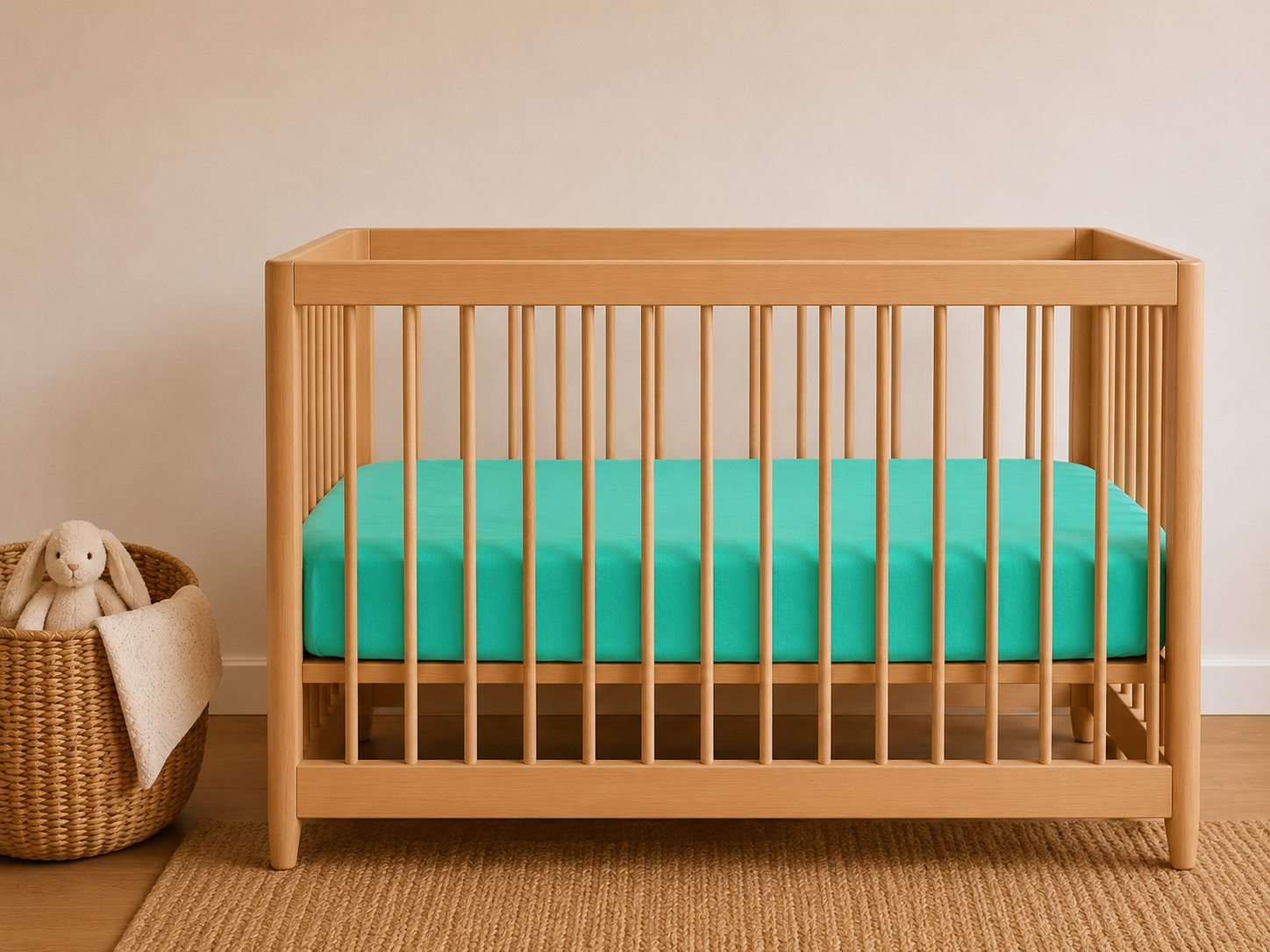 Crib Linen Fitted Sheet (sea Green)