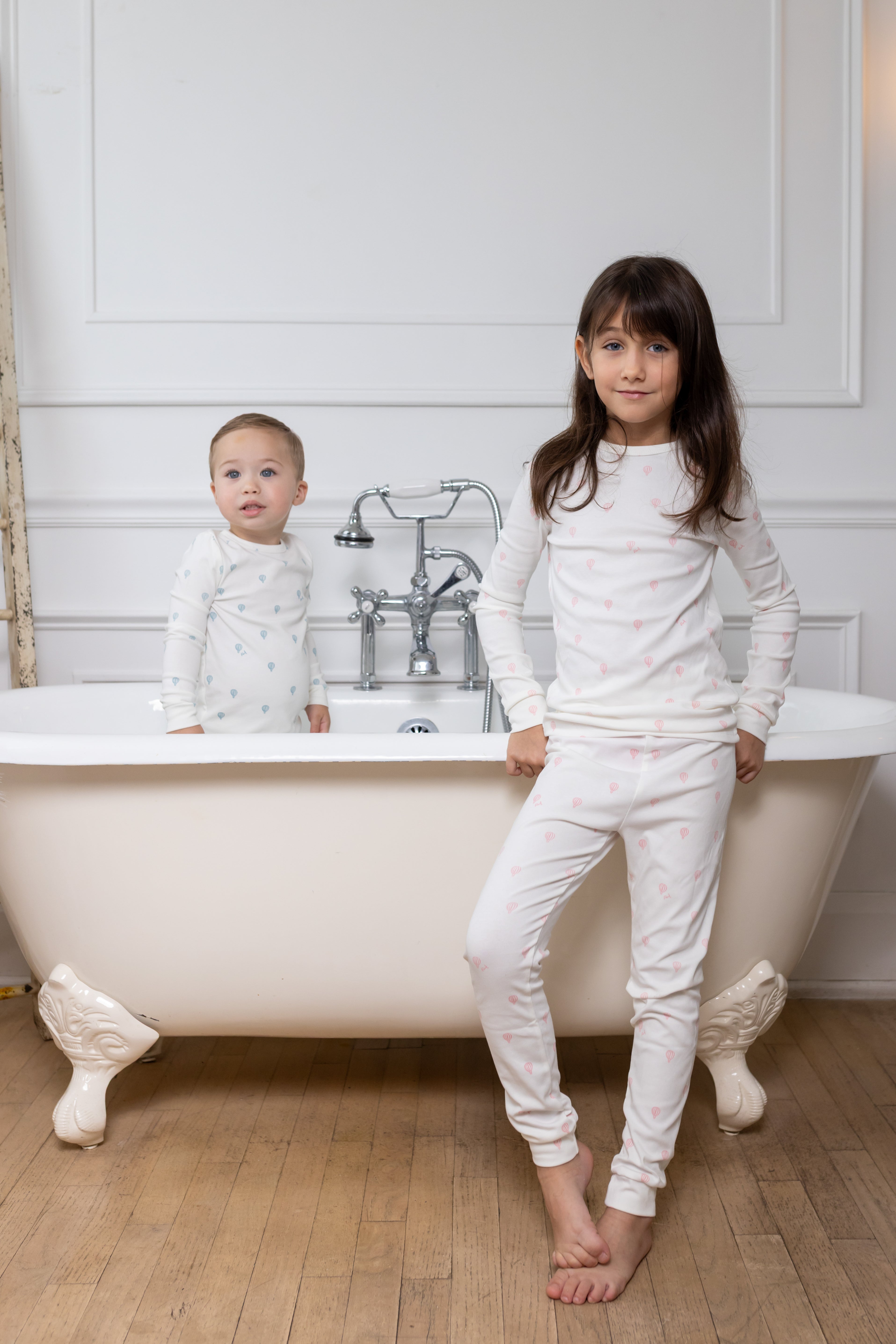 Hot Air Balloon Printed Pj- White/pink