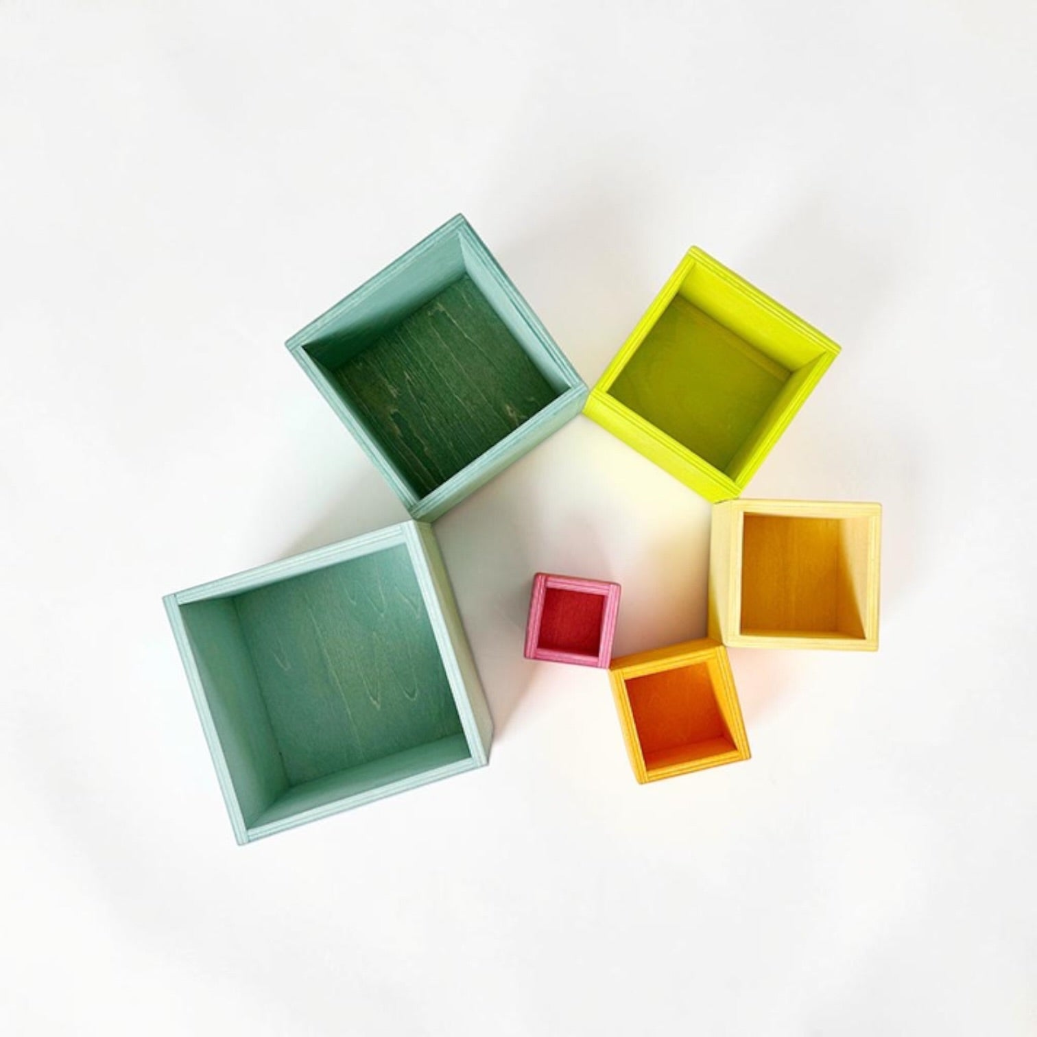 6 Pcs Colored Wooden Nesting Box Set In Pastel/macaron Color