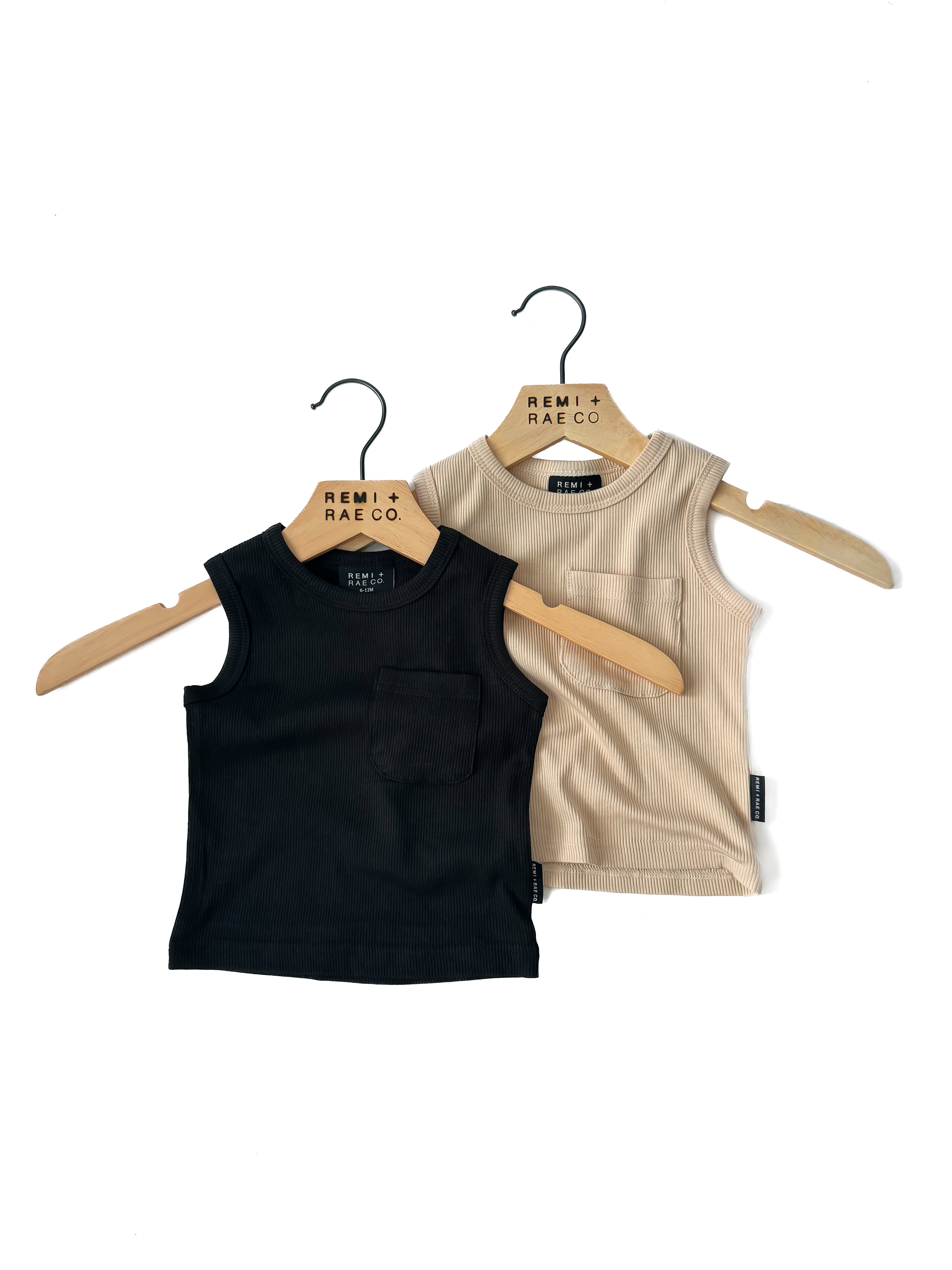 Bamboo Ribbed Pocket Tank - Black