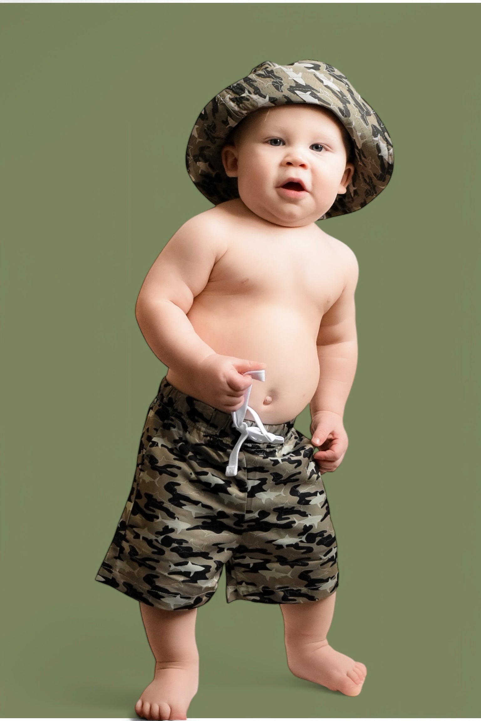 Camo Shark Boy's Dream Swim Trunks