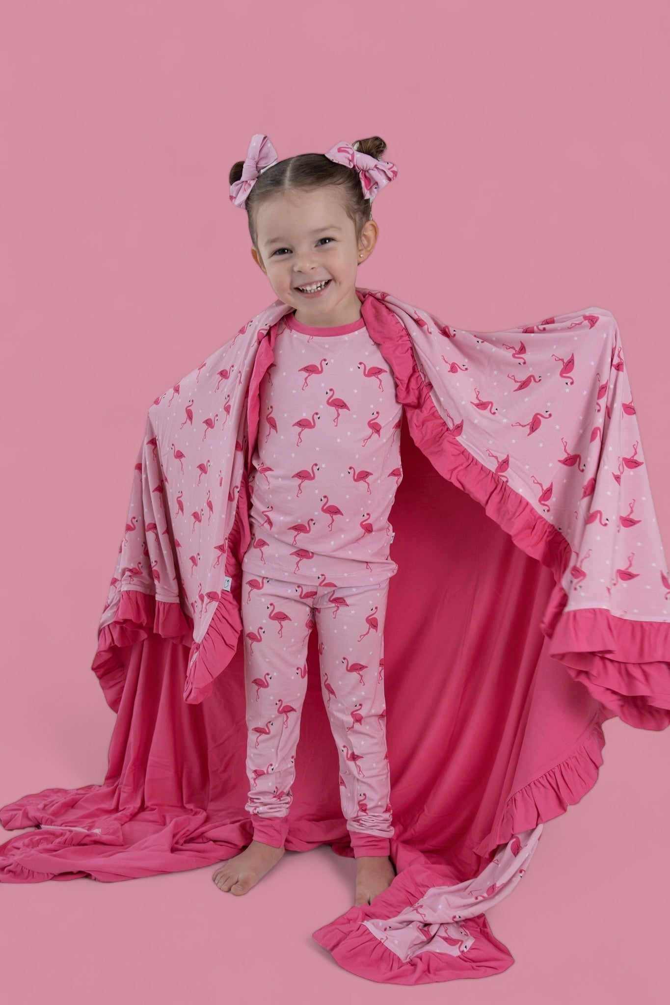 Flocking Flamingos Dream Bow Hair Clips