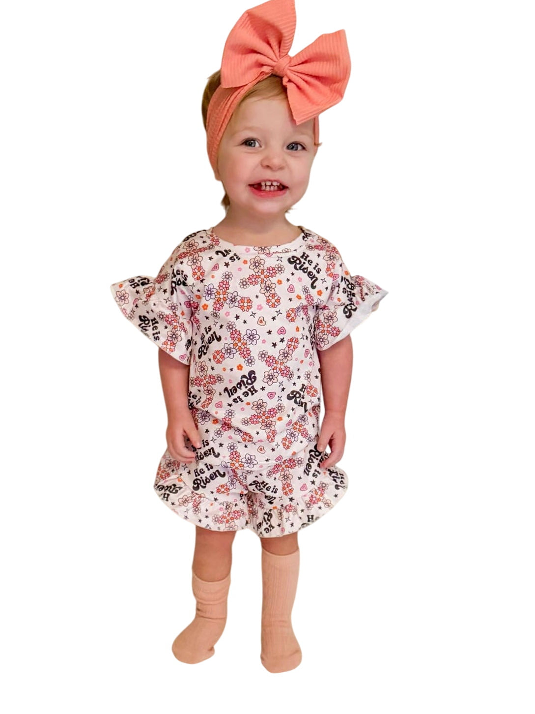 He Is Risen Ruffle Top Set