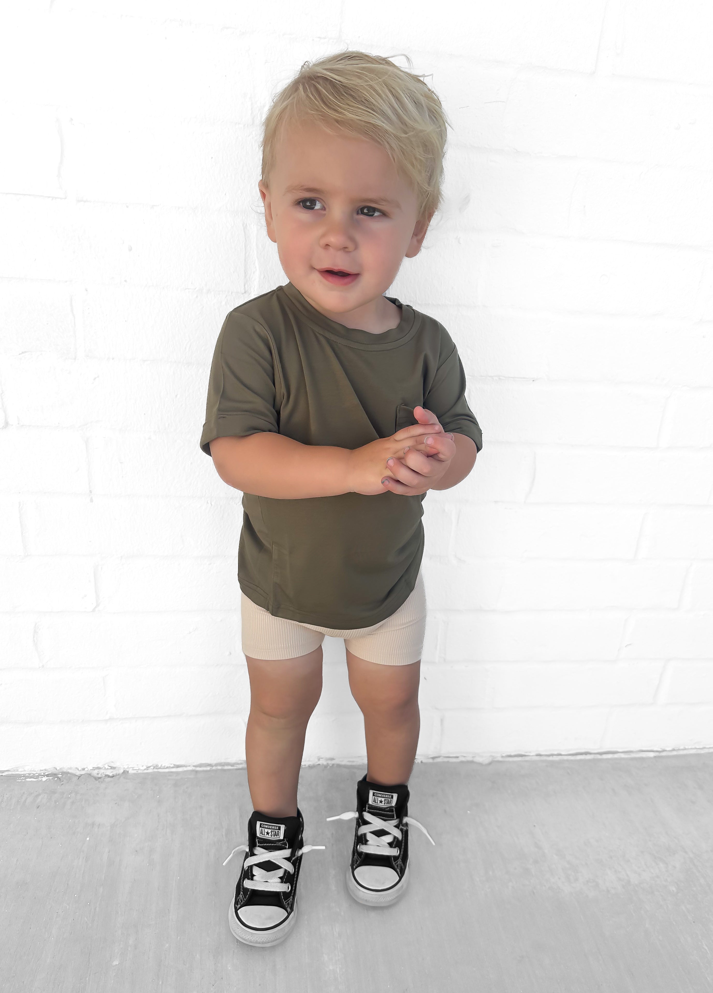 Bamboo Ribbed Biker Shorts - Sand