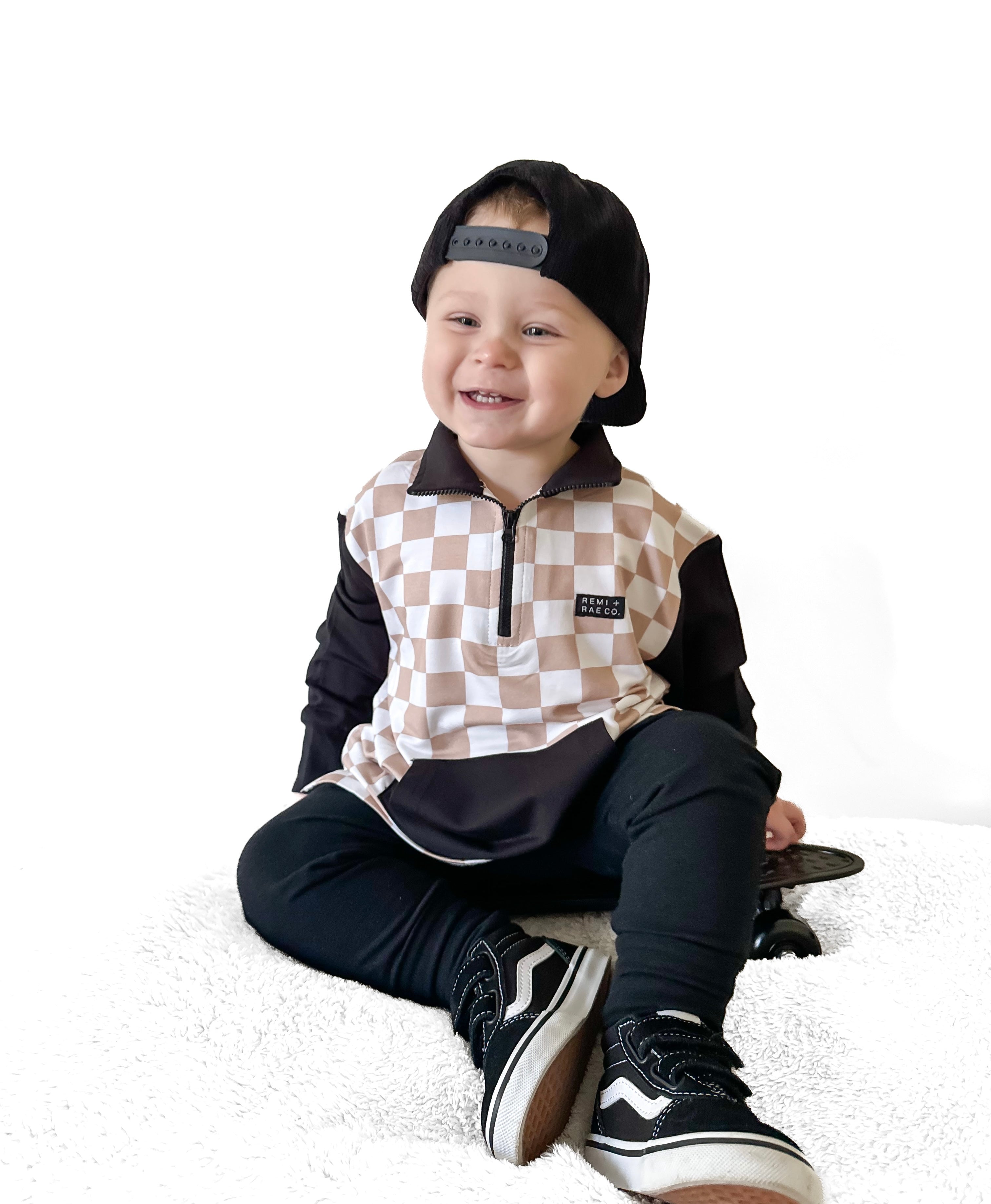 Bamboo Checkered Color Block Pullover