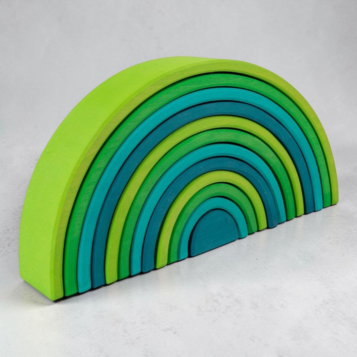 12 Pcs Stained Large Basswood Rainbow Stacking Blocks Meadow Green
