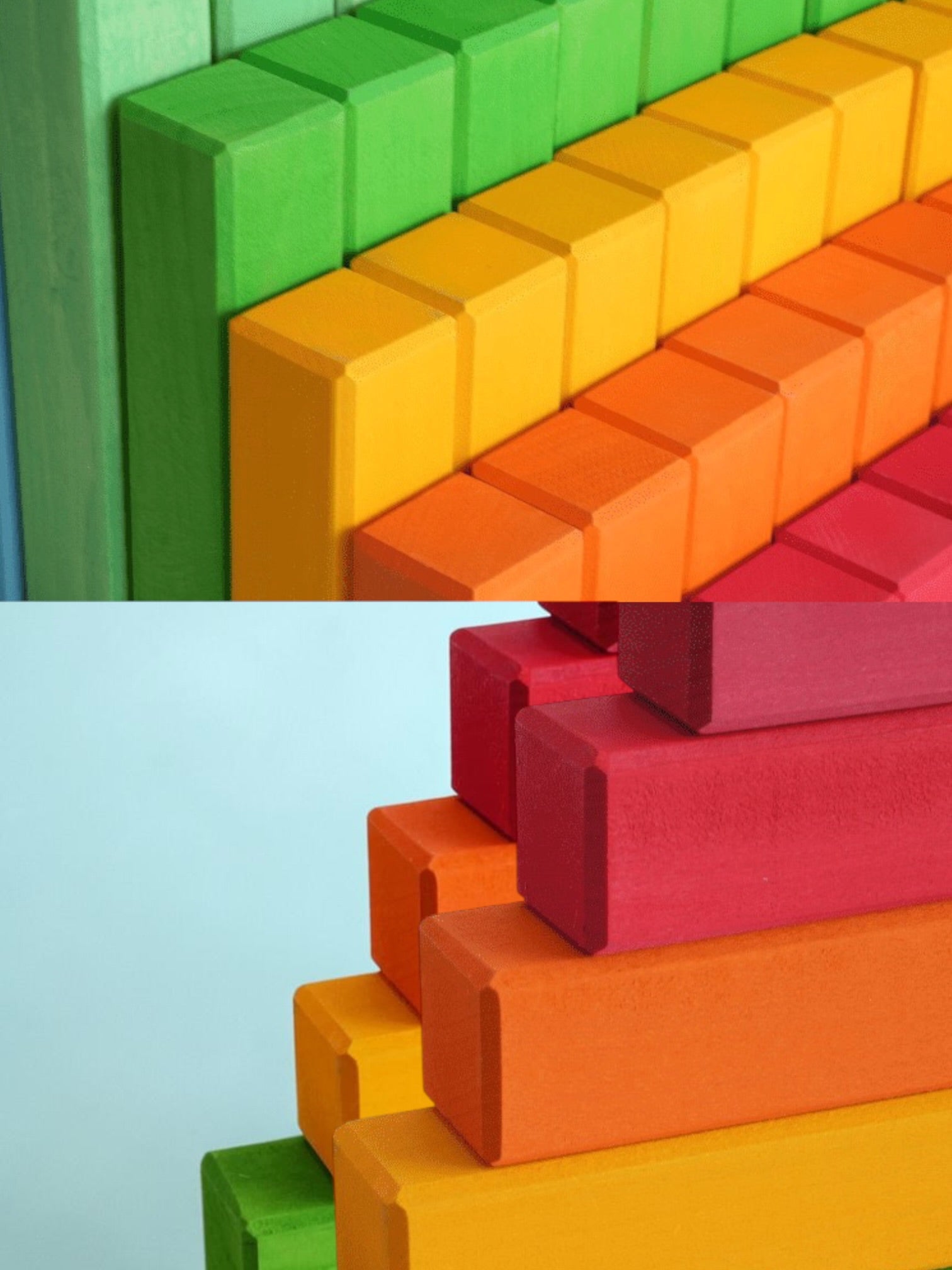 Building Steps Rainbow Counting Blocks – 100-piece Wooden Prism Stair Set