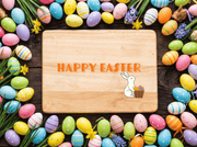 Happy Easter Solid Maple Wood Serving Board Platter - 11" X 16" | Easter Egg Wooden Tokens | Made In The Usa 🇺🇸