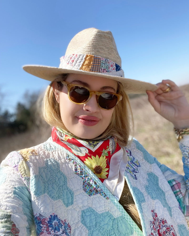 Zinnia Sun Hat - White Wide & Short Lace Eyelet Ribbon