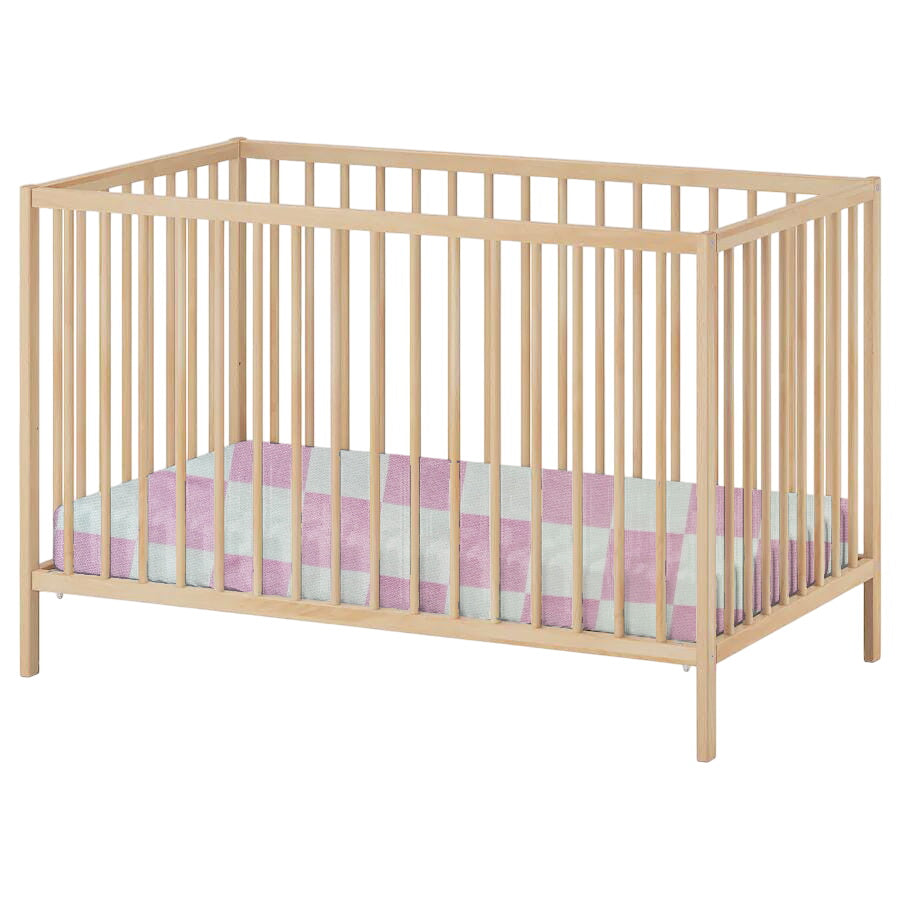 Sugar Pink & White Checkered Crib Sheet