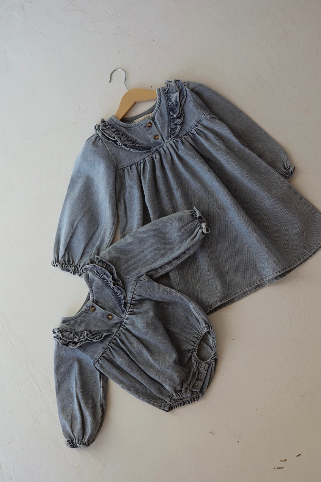Denim Romper | Ruffle