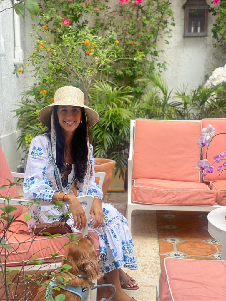 Clematis Bucket Hat - Coral Wide & Short Grosgrain Ribbon