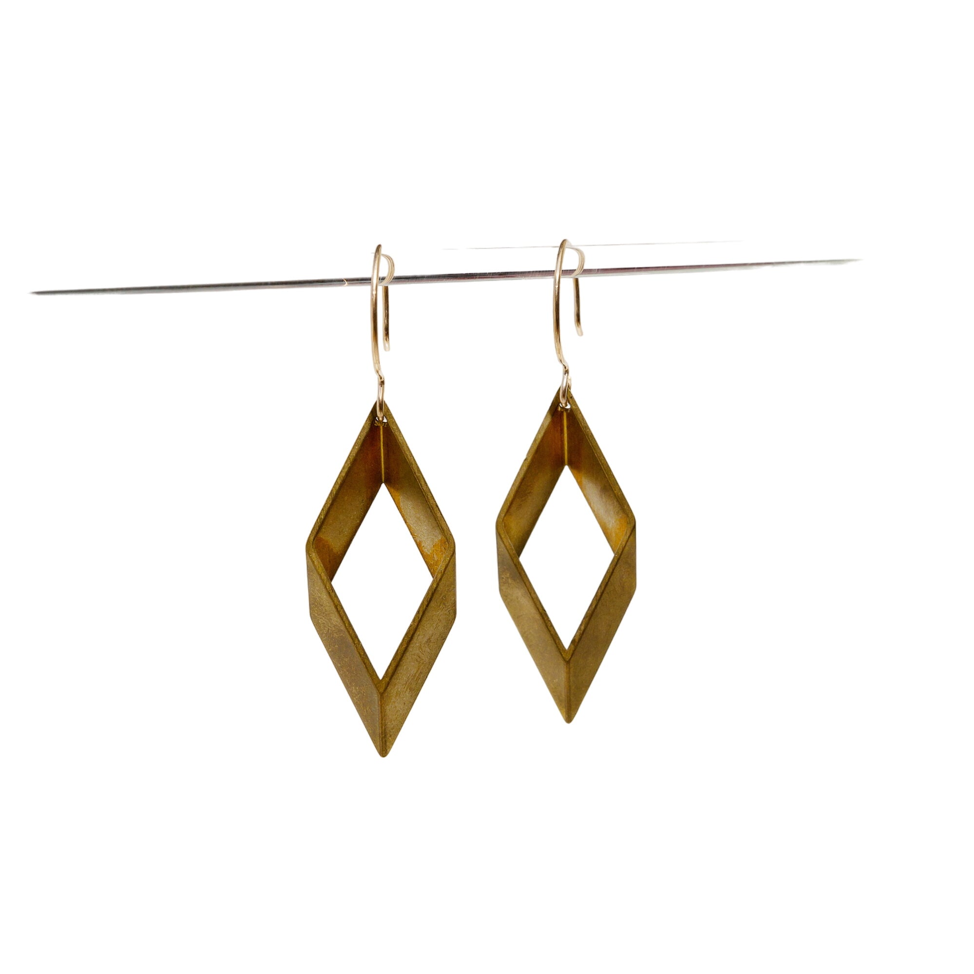 Open Brass Diamond Earrings