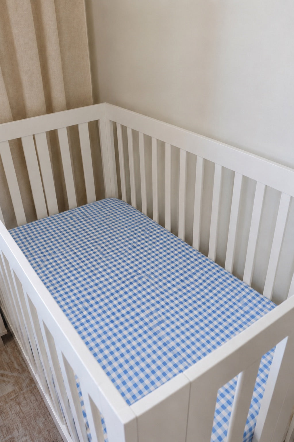 Midnight Blue Gingham Crib Sheet